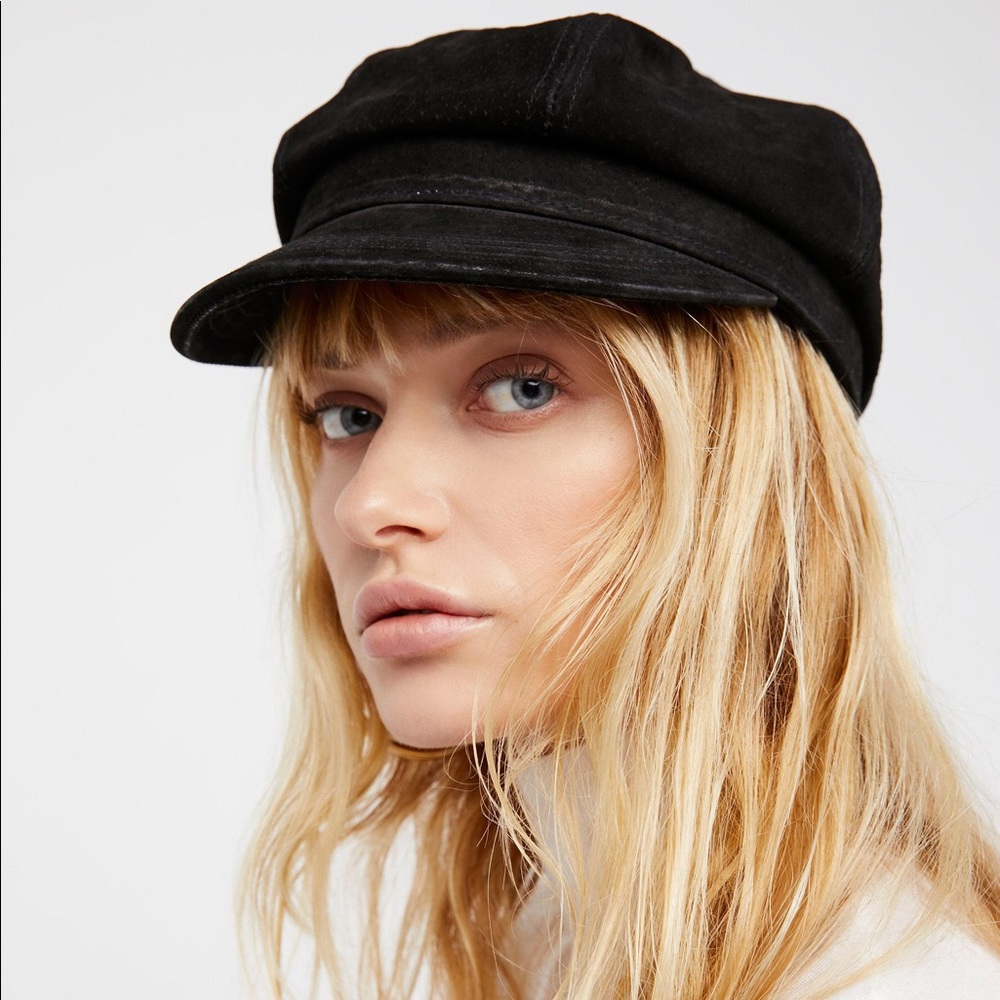 Free People Avery Leather Lieutenant Cap